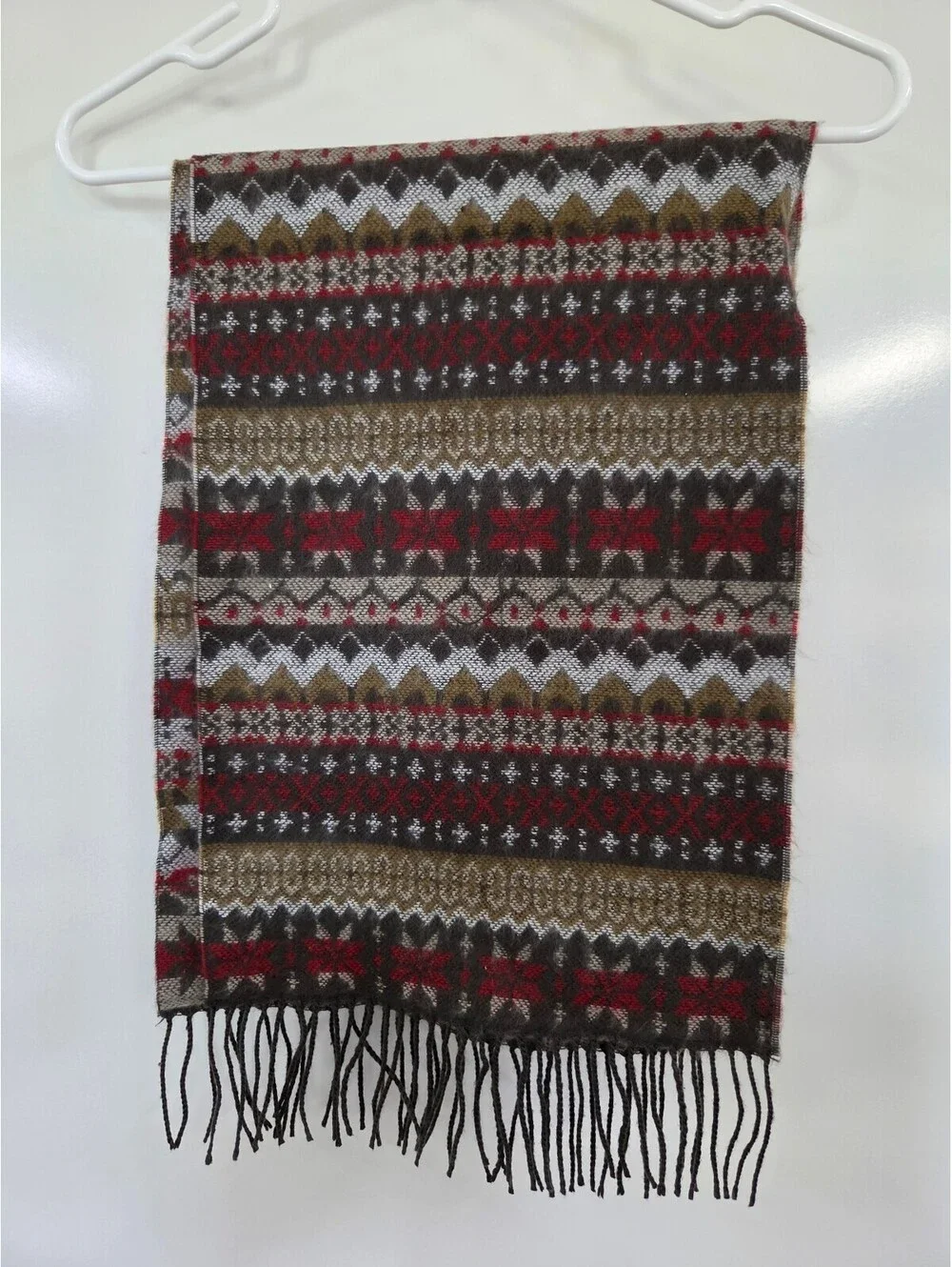 D&Y Soft Acrylic Patterned Scarf with Fringe